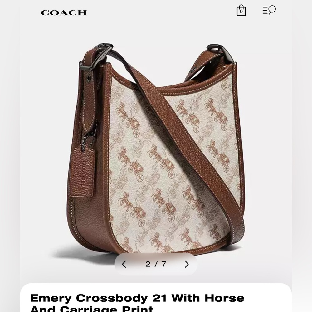 Coach Crossbody Bag with Horse and Carriage Design